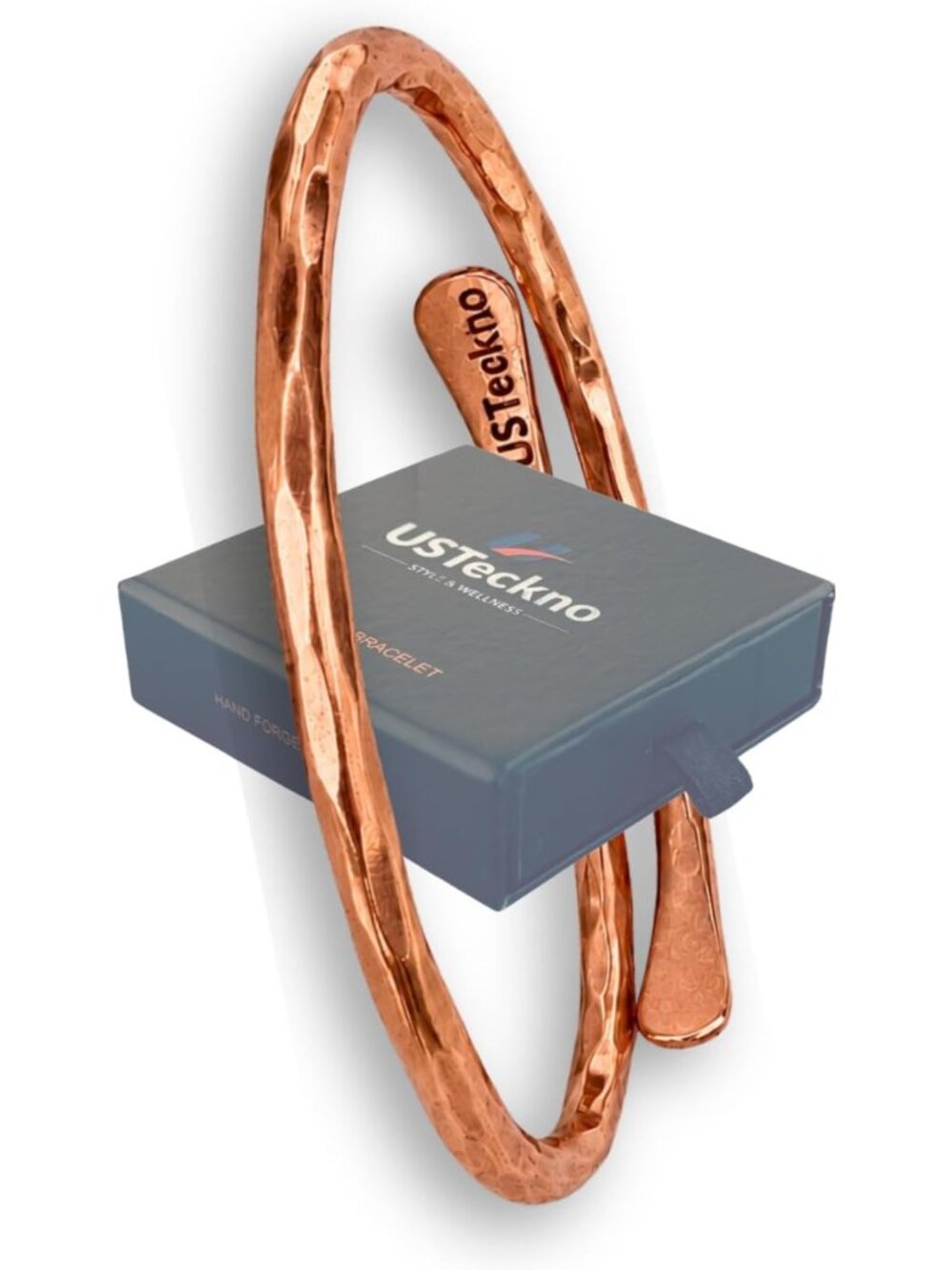 Hand Forged 100% Pure Copper Bracelet - Solid High Gauge, Stylish Health